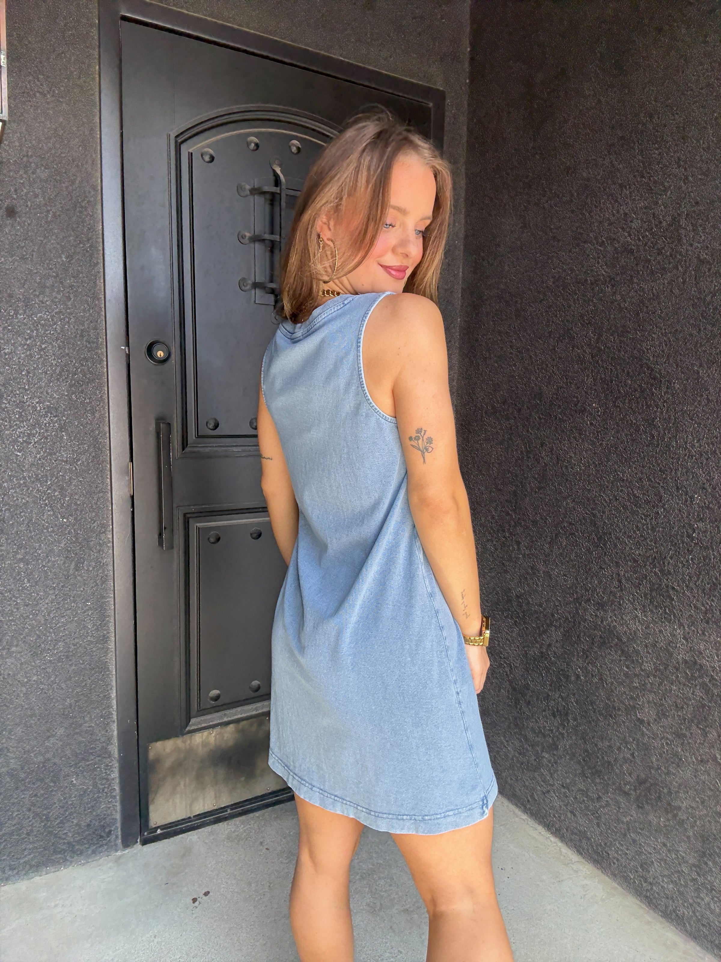 Z Supply Sloane V-Neck Knit Denim Dress