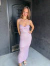 Striped Knit Midi Dress - Lavender