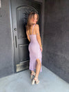 Striped Knit Midi Dress - Lavender