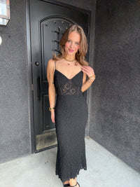 ASTR Floral Lace Knit Dress - Black