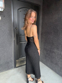 ASTR Floral Lace Knit Dress - Black