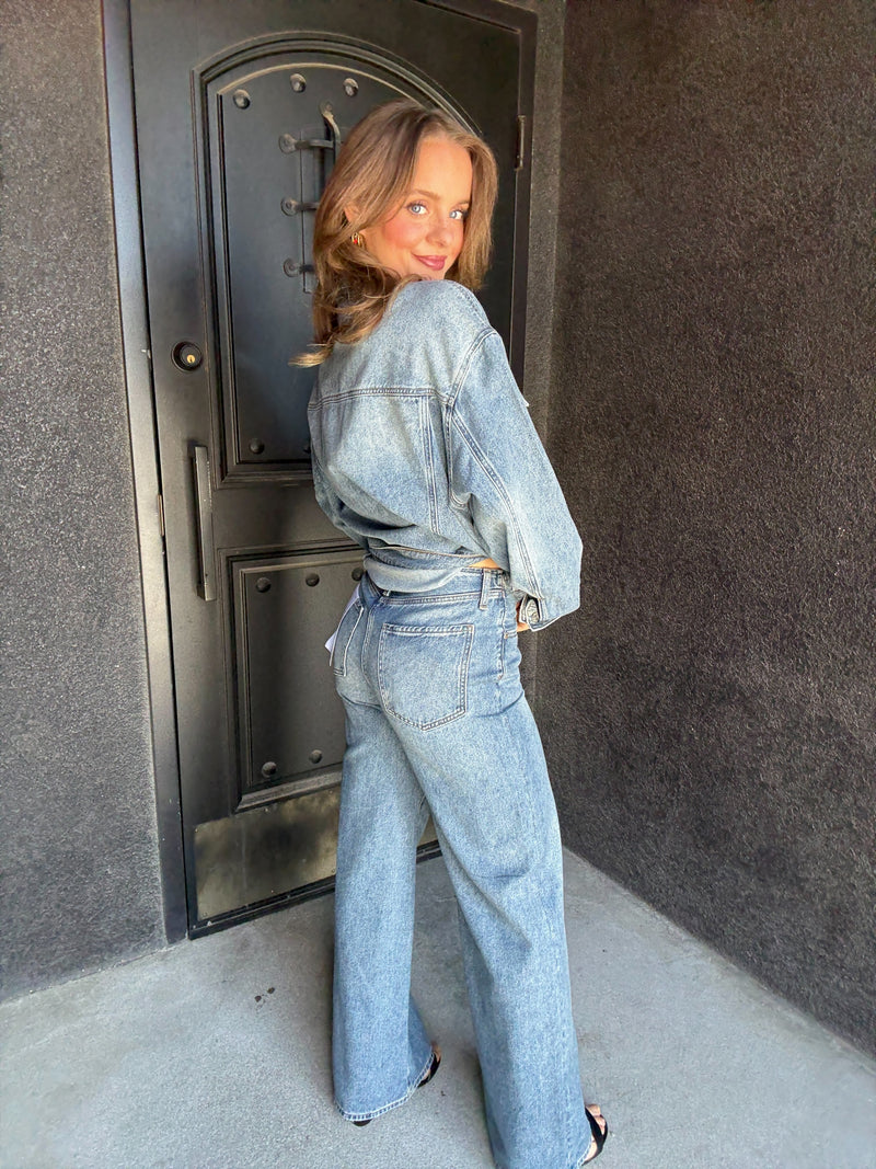 Daze The Kickback Waistless Mid Rise Palazzo Jean