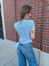 Pleated Sweater Top - Blue
