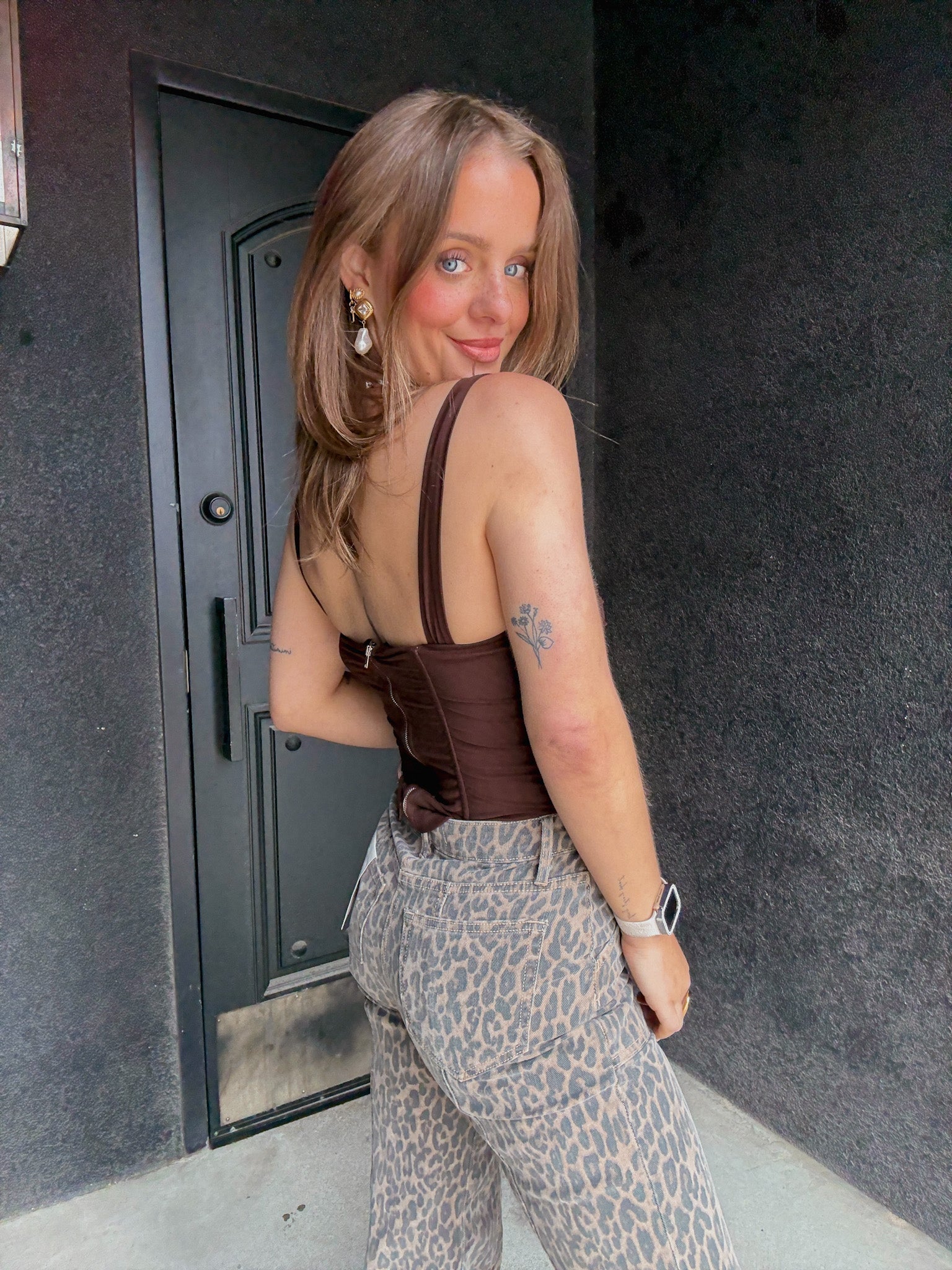 Mesh Bustier Top - Brown