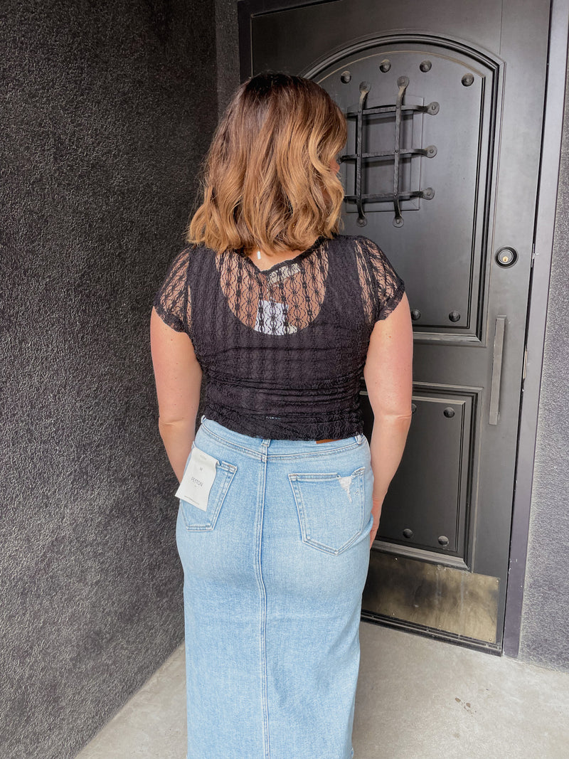 Black Sheer SS Top