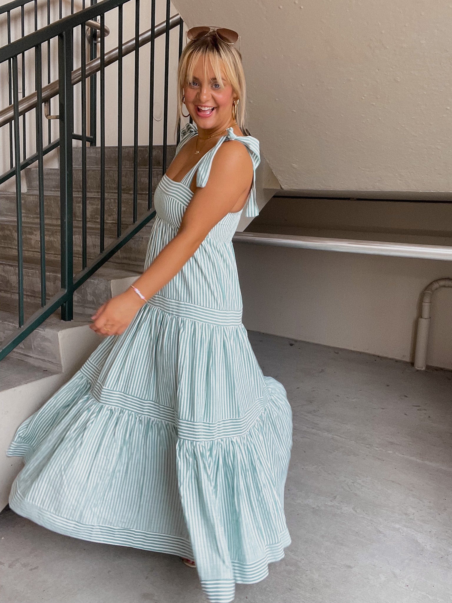 green striped maxi dress Green Striped Midi Dress Mint Velvet