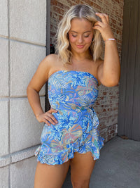 Tropical Strapless Romper