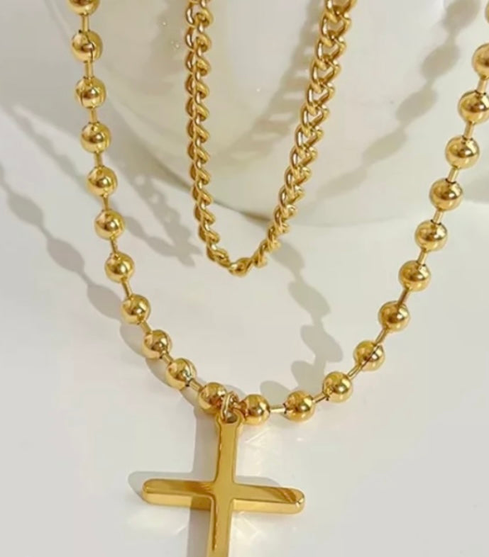 Dainty Layered Cross Necklace