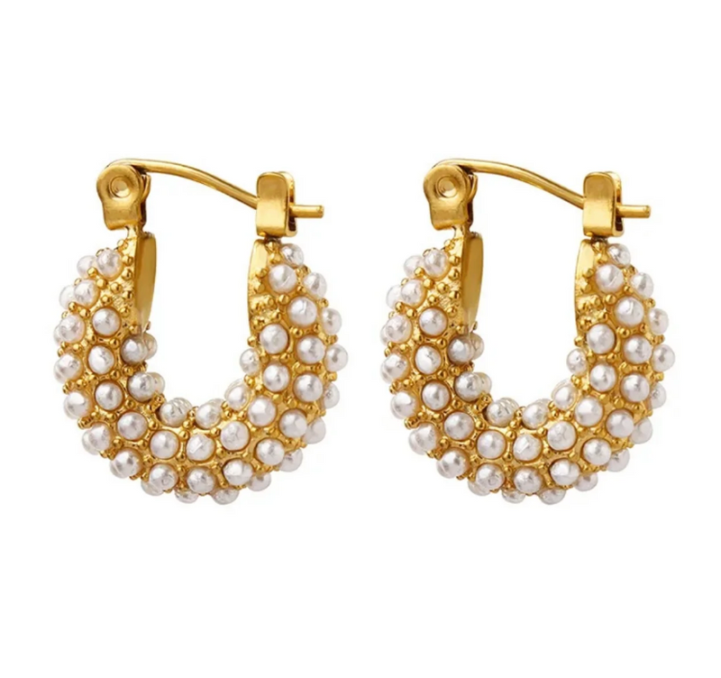Dainty Pearl Hoops