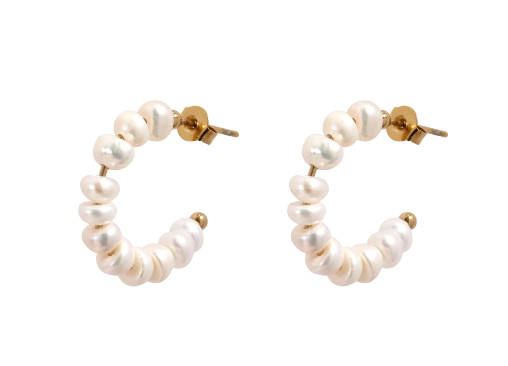 Small Pearl Hoops