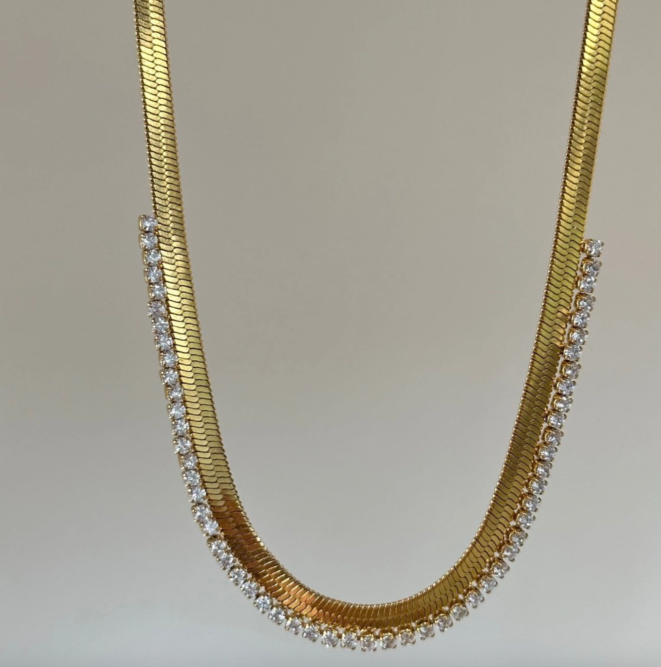 Herringbone Rhinestone Necklace