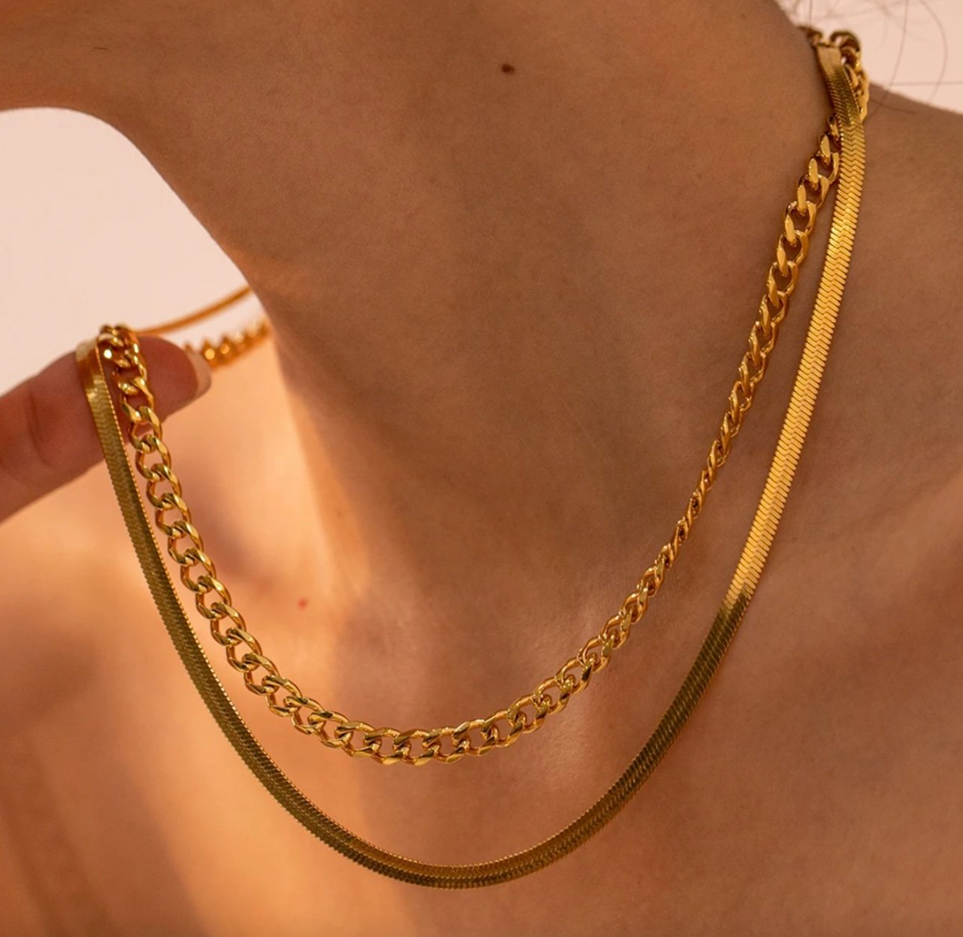Chain + Herringbone Necklace