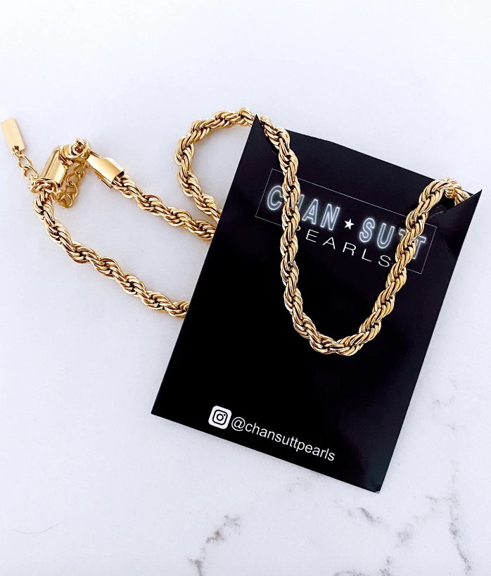 Thick Gold Twist Necklace