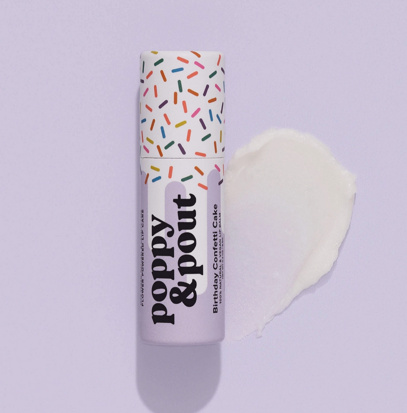 Poppy & Pout Birthday Confetti Cake Vegan Lip Balm - Purple