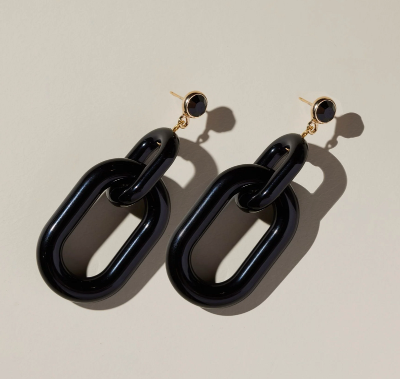 Black Bianca Acrylic Chain Earrings