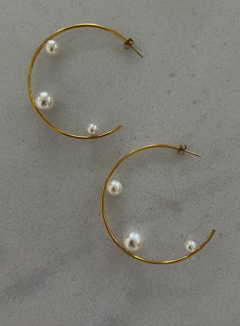 Large Pearl Hoops