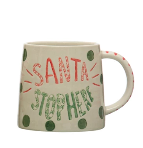 Stoneware Mug - Santa Stop Here