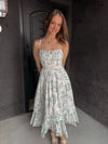 Line Print Midi Dress