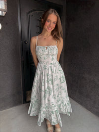 Line Print Midi Dress