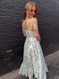 Line Print Midi Dress