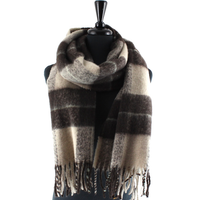 Fuzzy Plaid Scarf: Black