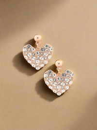 Rhinestone Heart Stud: MATTE GOLD