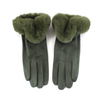 Faux Fur Trim Gloves (Velvet-Like): Wine