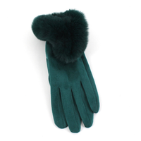 Faux Fur Trim Gloves (Velvet-Like): Wine