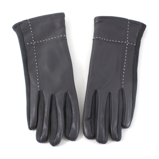Faux Leather Gloves: Black