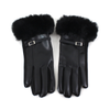 Faux Leather Gloves w/Faux Fur: Burgundy