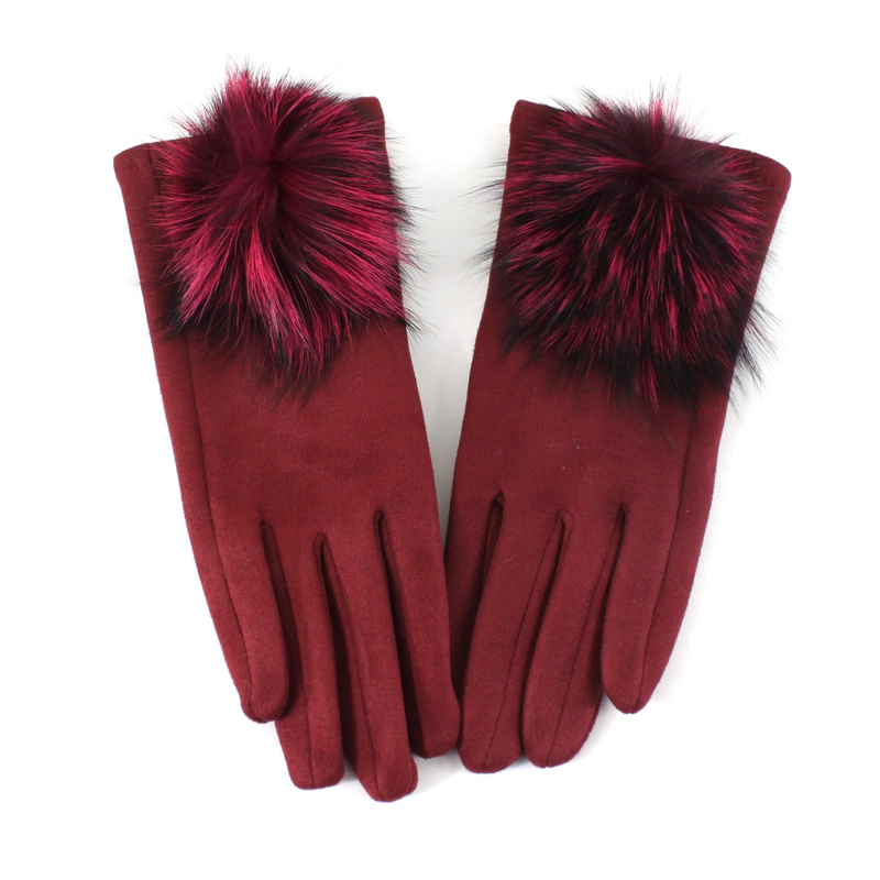 Extra Furry Pom Pom Gloves: Royal Blue