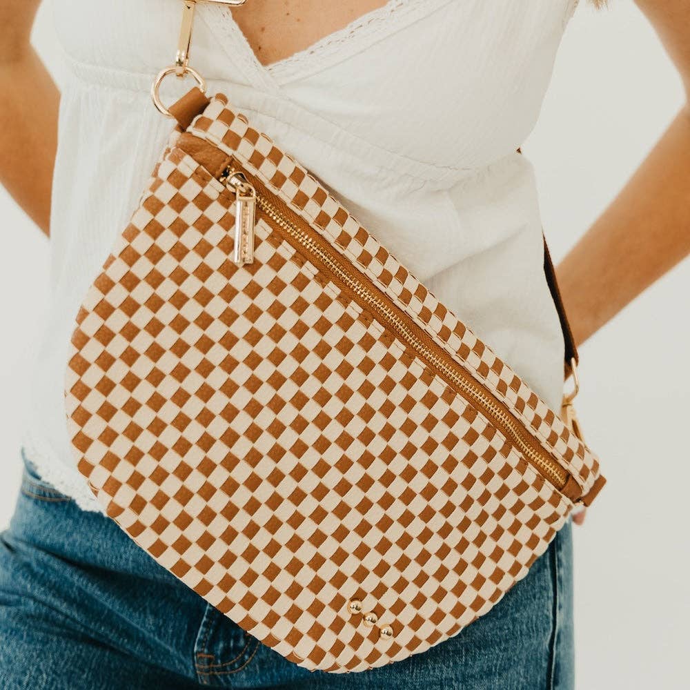 Westlyn Woven Bum Bag: Checkered Brown