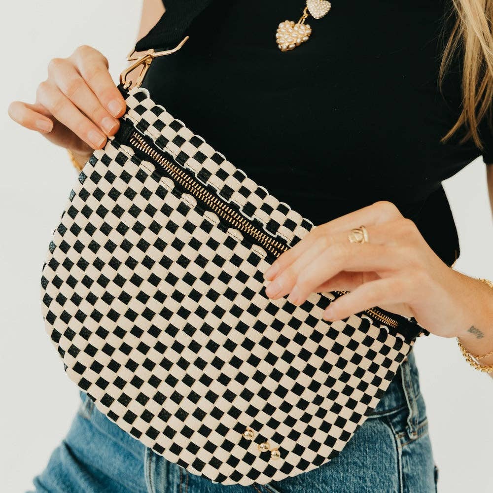 Westlyn Woven Bum Bag  - Checkered Black