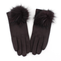 Extra Furry Pom Pom Gloves: Black