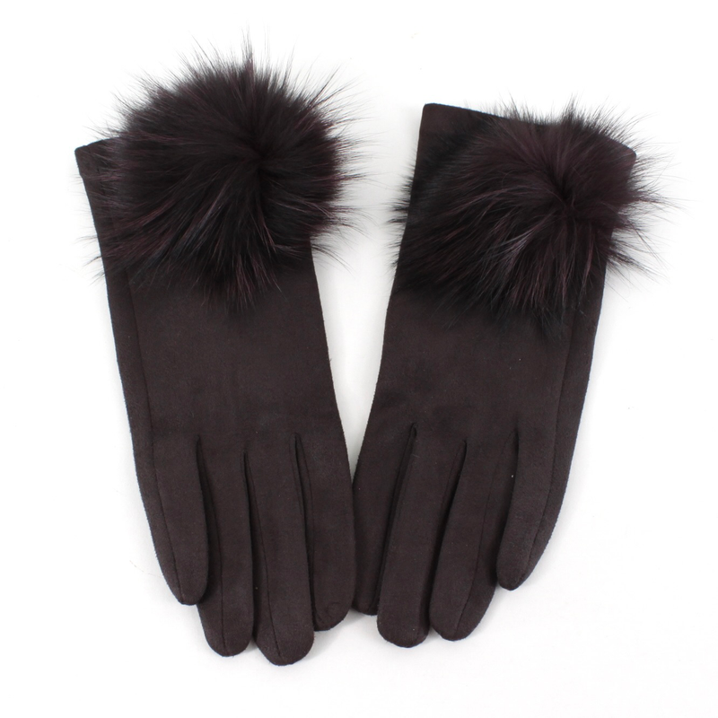 Extra Furry Pom Pom Gloves: Black