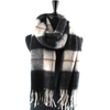 Fuzzy Plaid Scarf: Black