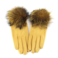 Extra Furry Pom Pom Gloves: Black