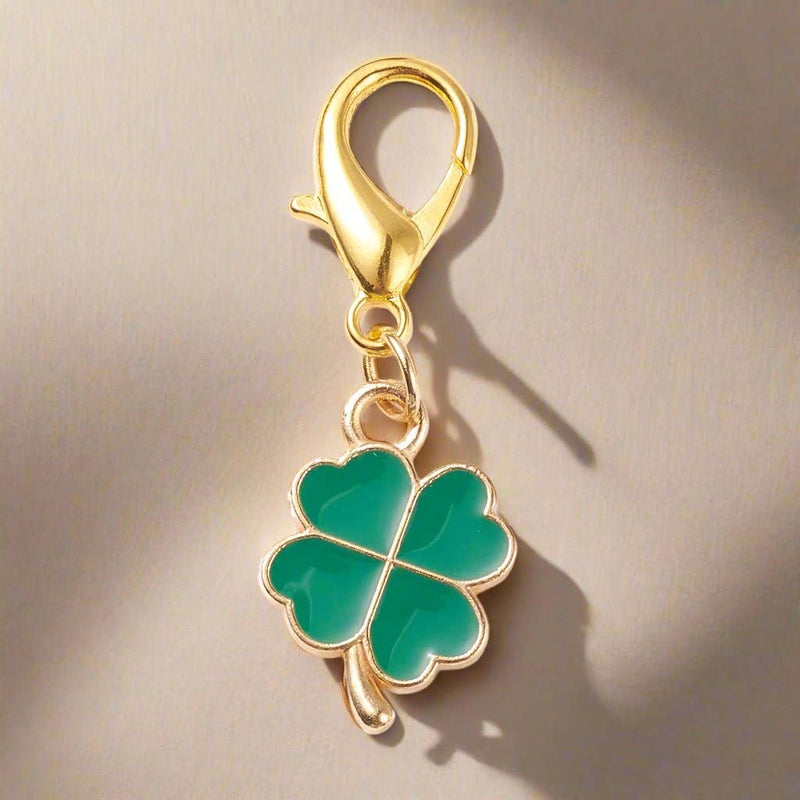 Gold Four Leaf Clover Lobster Clasp Bag Charm