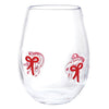 Icon Wine Glass - Red Bow: Glass / 15 oz, 4.75" h