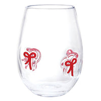 Icon Wine Glass - Red Bow: Glass / 15 oz, 4.75" h