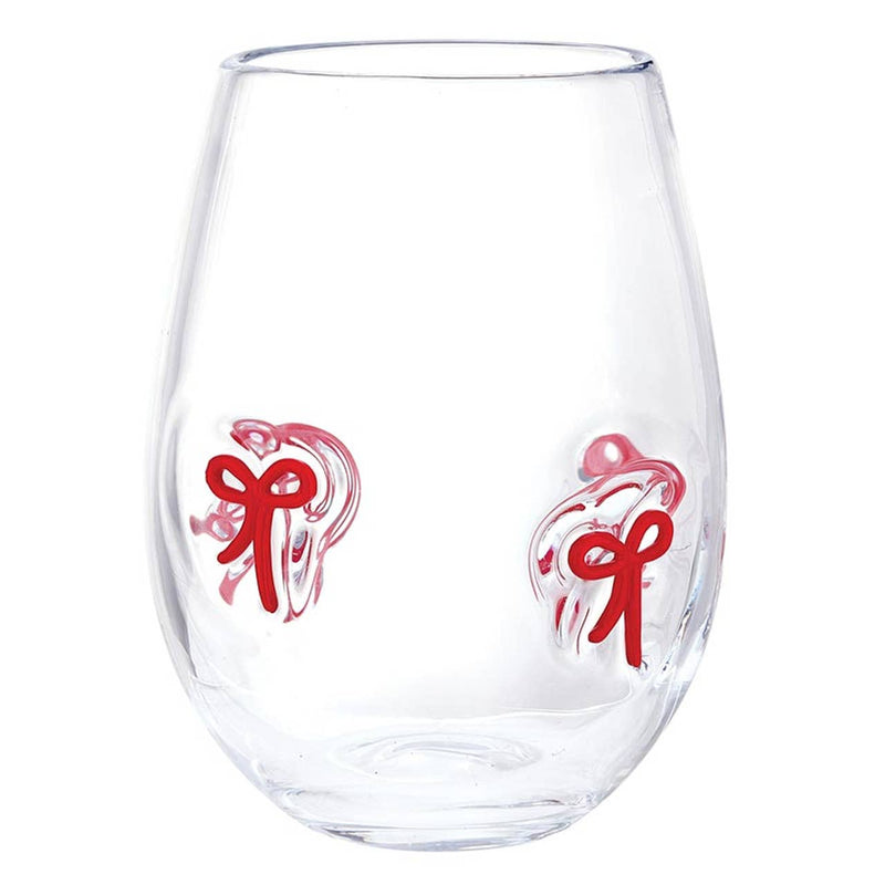 Icon Wine Glass - Red Bow: Glass / 15 oz, 4.75" h