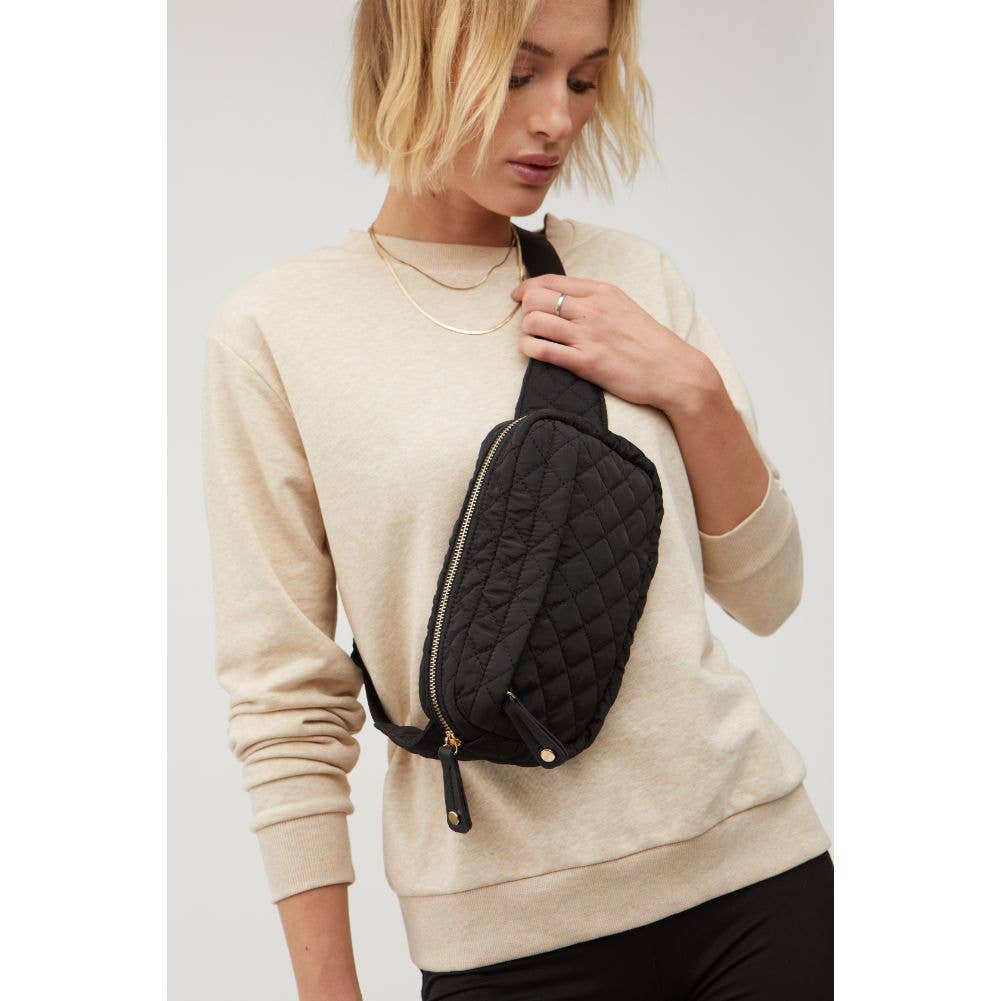 Teo Quilted Nylon Fanny Pack Belt Bag: Rose