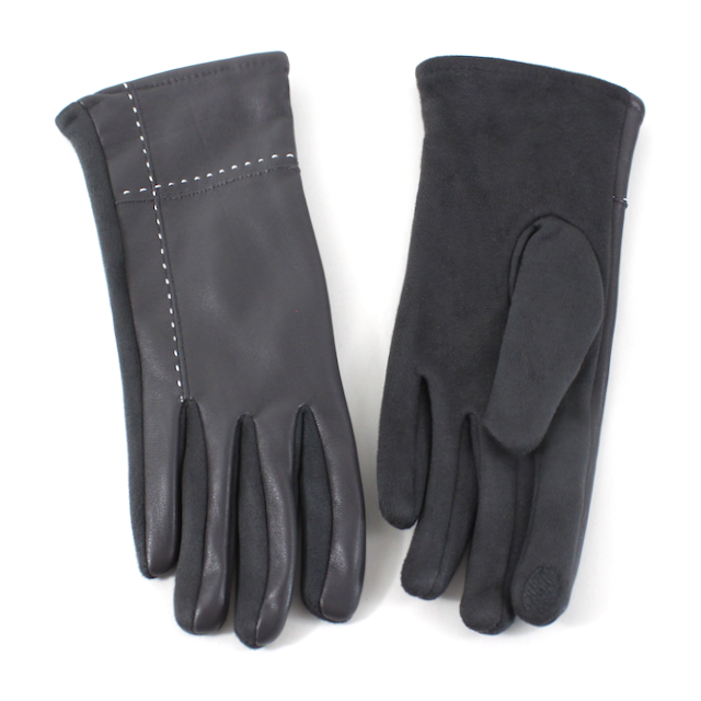 Faux Leather Gloves: Black