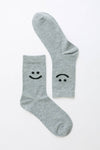 Smiley Face Crew Socks: Gray