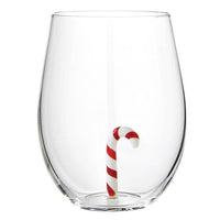 Figurine Wine Glass - Candy Cane: Glass