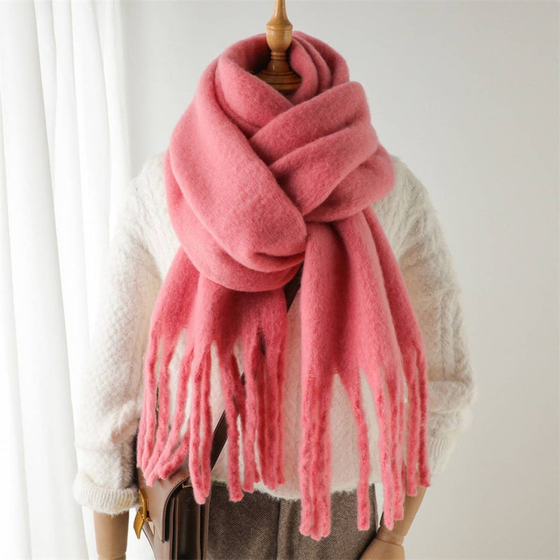 SOLID TASSEL SCARF: Red