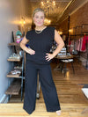 Padded Shoulder Jumpsuit - Black