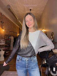 Sequin Color Block Bodysuit