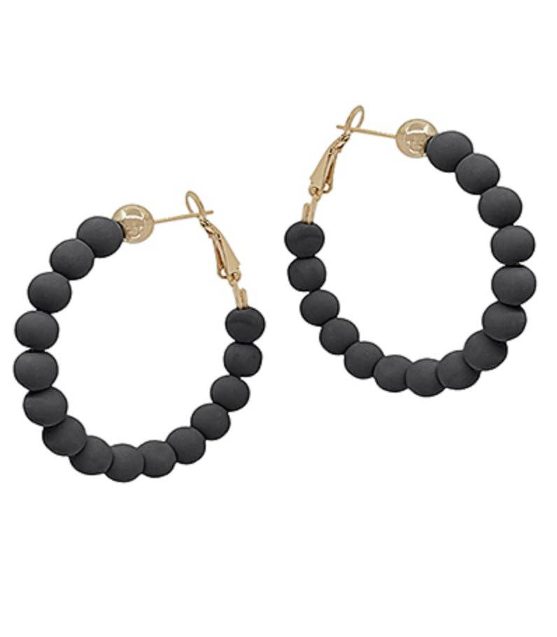 Small Black Clay Hoops