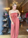 Strapless Tie Front Jumpsuit